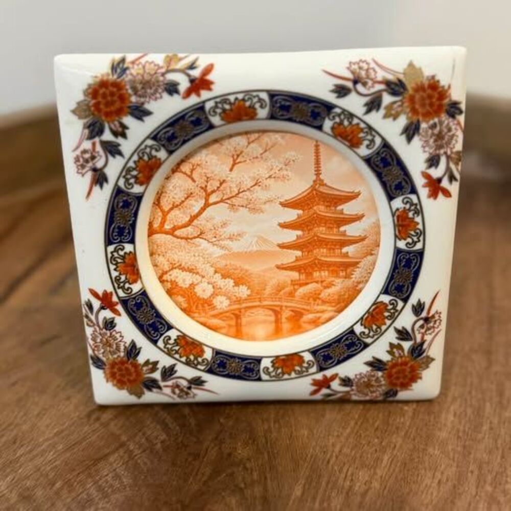 Vintage Japanese Imari porcelain square picture frame